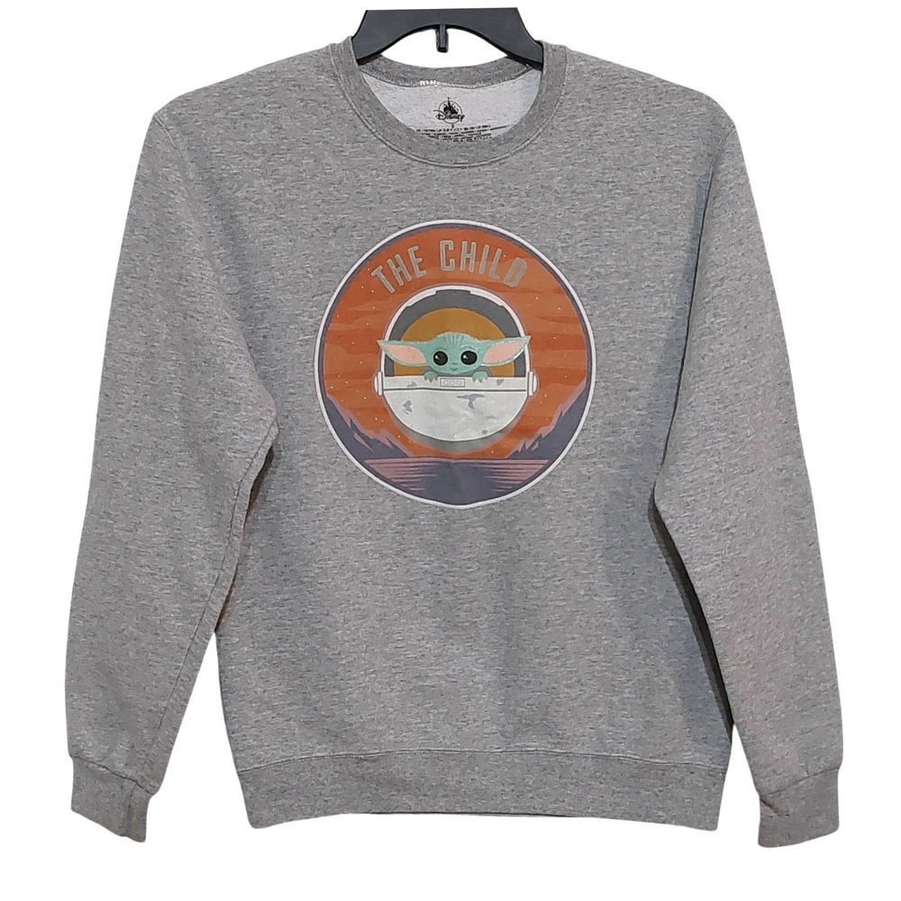 Disney Star‎ Wars The Child Grogu Sweatshirt Mens Small Gray Mandalorian Graphic
